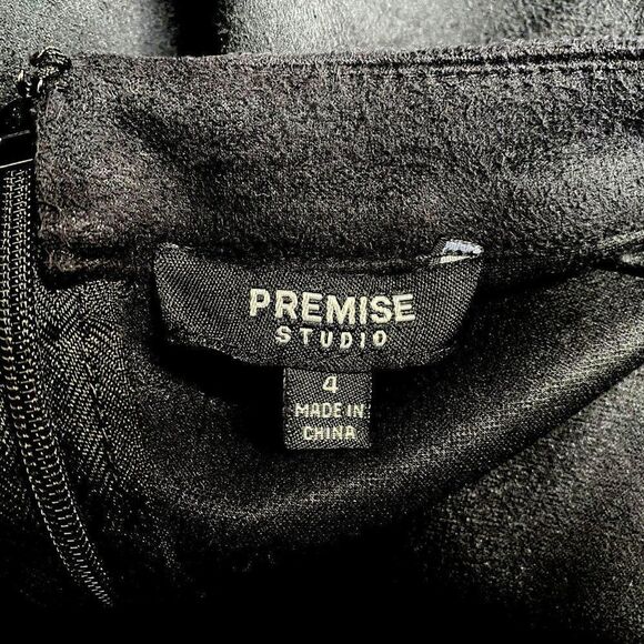 Premise Studio Black Moleskin Midi Skirt Sz 4 Flared Stretch - Picture 5 of 5